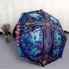 1pc Stained Glass Cross Automatic Open/close Umbrella, 8-Rib Sturdy Structure, Auto Folding/Opening, Portable Travel Umbrella for Women,026