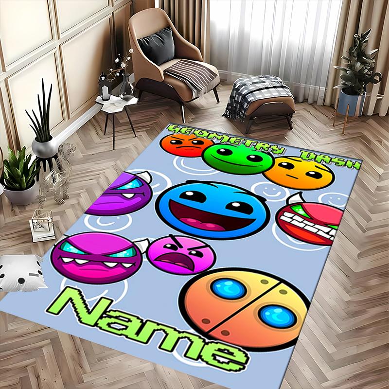 Custom personalization Geometry Dash Area Rug - Perfect For Kitchen, Bathroom,Laundry Room Decor Large Size Available,Gift All Seasons