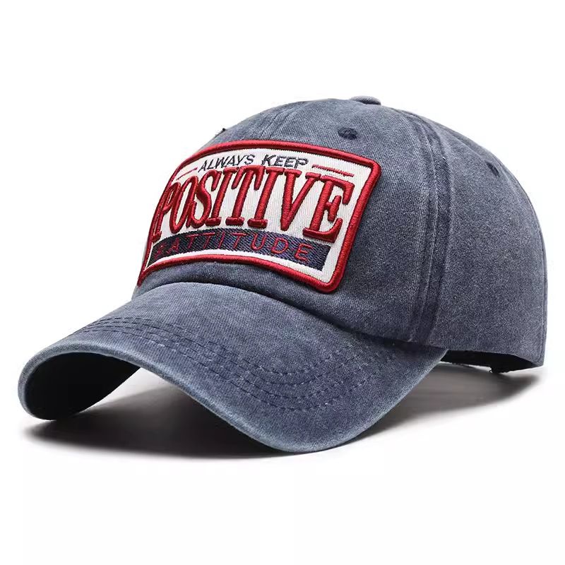 

American Retro Distressed Baseball Hat Men and Women All Year Round Embroider Washed Peaked Cap Women Trendy Sun Protection Sun Hat Navy blue Adjustable