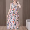 Abito estivo elegante da donna taglie forti, abito lungo senza maniche ampio, abbigliamento vintage femminile