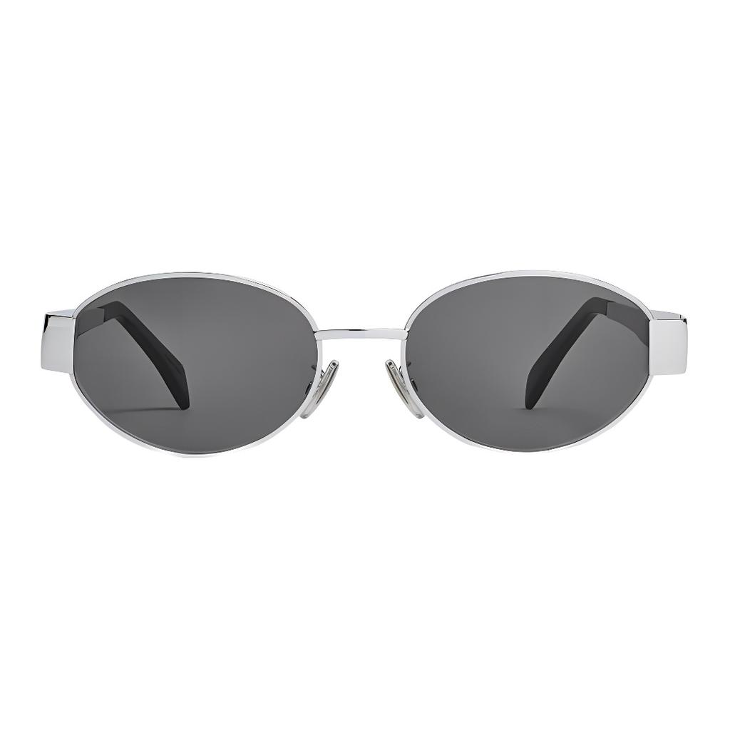Celine Triomphe Metal 01 UV Protection Oval Sunglasses Women sunglasses Gray 4S235CMLB-36SM