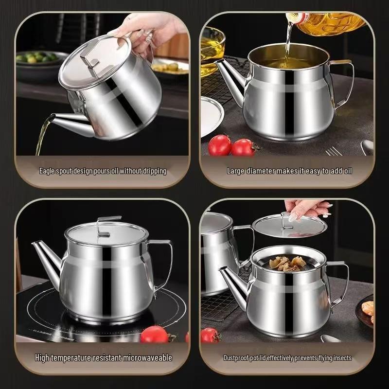 Multi-purpose Stainless Steel Oil Filter Pot with Large Capacity for Kitchen