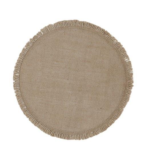 Eco-friendly round Japanese minimalist wind fringed placemat table mat coaster natural color jute modern minimalist