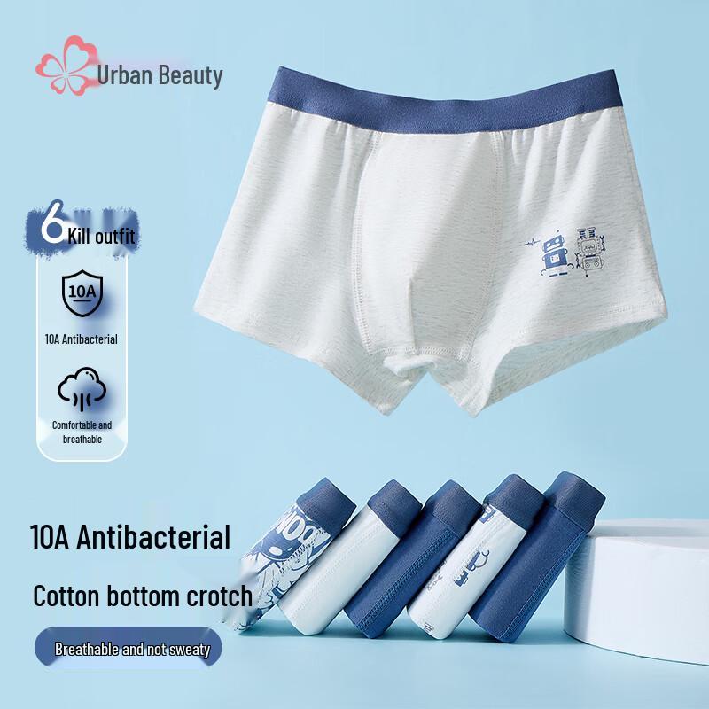 Boys' Pure Cotton Boxer Briefs 6-Pack