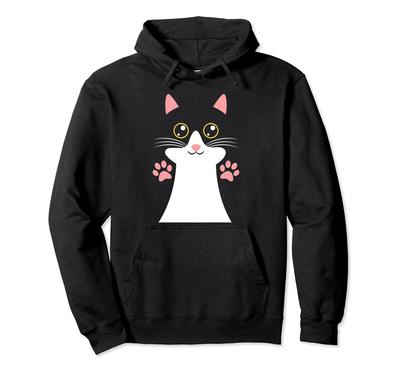 Cute Cat Plush Black Kitty Face and Cat Hoodie Toy, Paws, Lover's