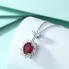 S925 Silver Ruby Pendant Natural Garnet Zircon Necklace Women's High-end European and American Style Sterling Silver Collarbone Chain