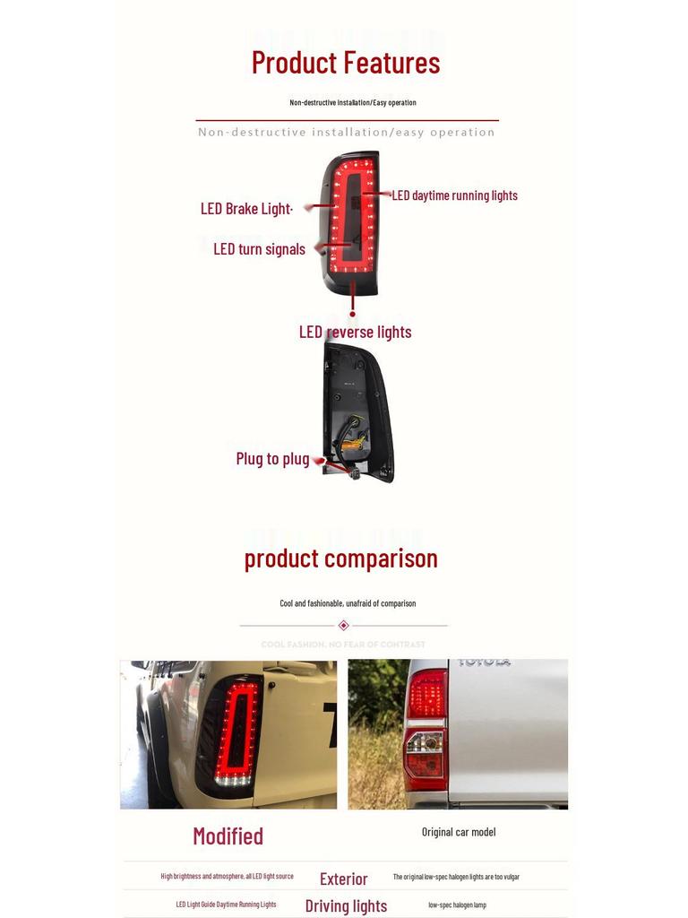 LED Flowing Turn Signal Tail Light Assembly for 2005-2014 Toyota Hilux VIGO