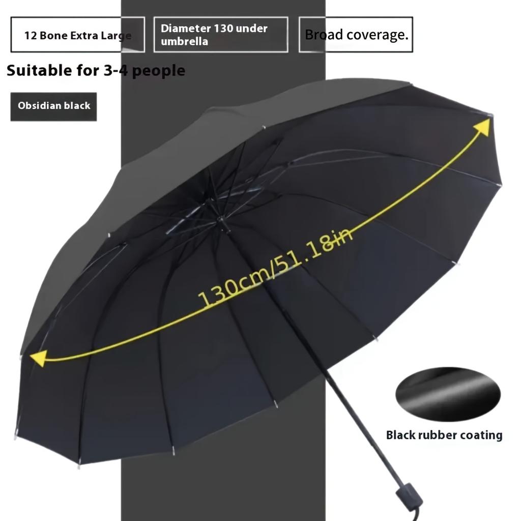 130cm/51.18" 10-žebrový manuální mega deštník: Zesílený rám, Extrémní odolnost proti větru a vodě
