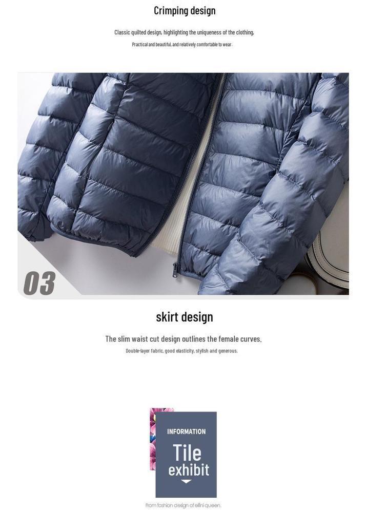2026 Autumn/Winter Women's Plus Size Korean Slim Fit Lightweight Down Hooded Jacket