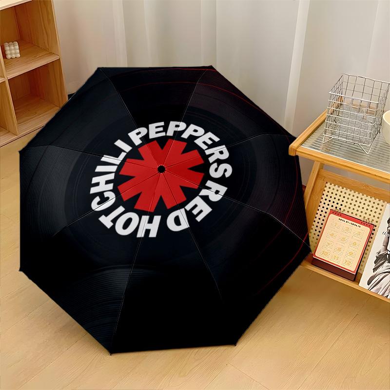 Red Hot Chili Peppers Print 8?Ribs Automatic Umbrella Wind Resistant Lightweight Folding Umbrella For Outdoor Travel