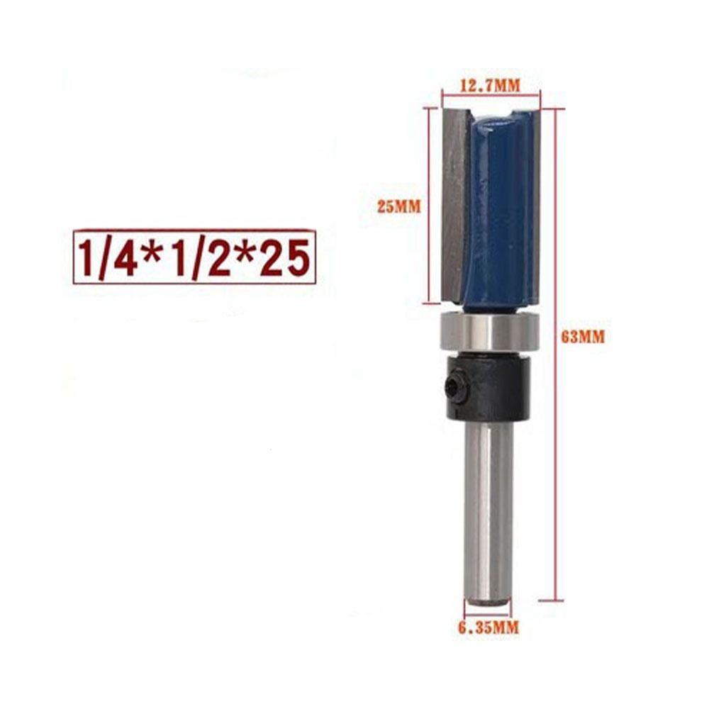 6.35mm Shank Flush Trim Router Bearing 1/2" Straight Router Bit Woodworking Dia 12.7Mm