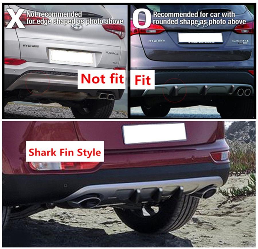 Universal 4Pcs Red Carbon Fiber Look Car SUV Rear Bumper Lip Diffuser Shark Fins