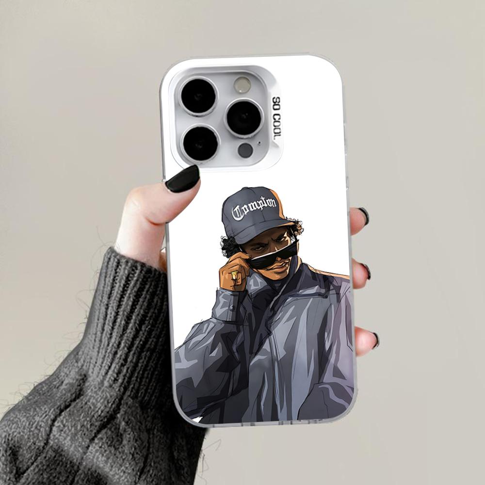 E-Eazy E N-NWA Handyhülle Für iPhone 16,15,14,13,12,11,Pro,Max,Plus,Mini,XS,SE Anti-Fall Grau Silber Matt Hartes Bumper