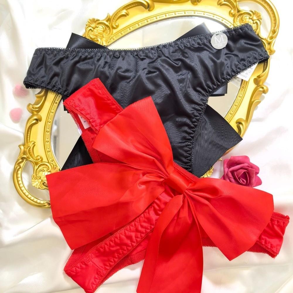 Underwear Bowknot Briefs Women Traceless Big Bow Underpants Cute Bow Ice Silk Panties  Ladies
