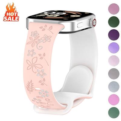 Bracelet bicolore en silicone souple sculpté floral Pour Mi Band 8 9 Pro Redmi Watch 6 5 4 Imperméable respirant confortable unisexe