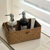 Handmade Vintage Straw Woven Basket, Multiscene Desktop Storage Box, Suitable for Bathroom Organizing, Underwear Storage