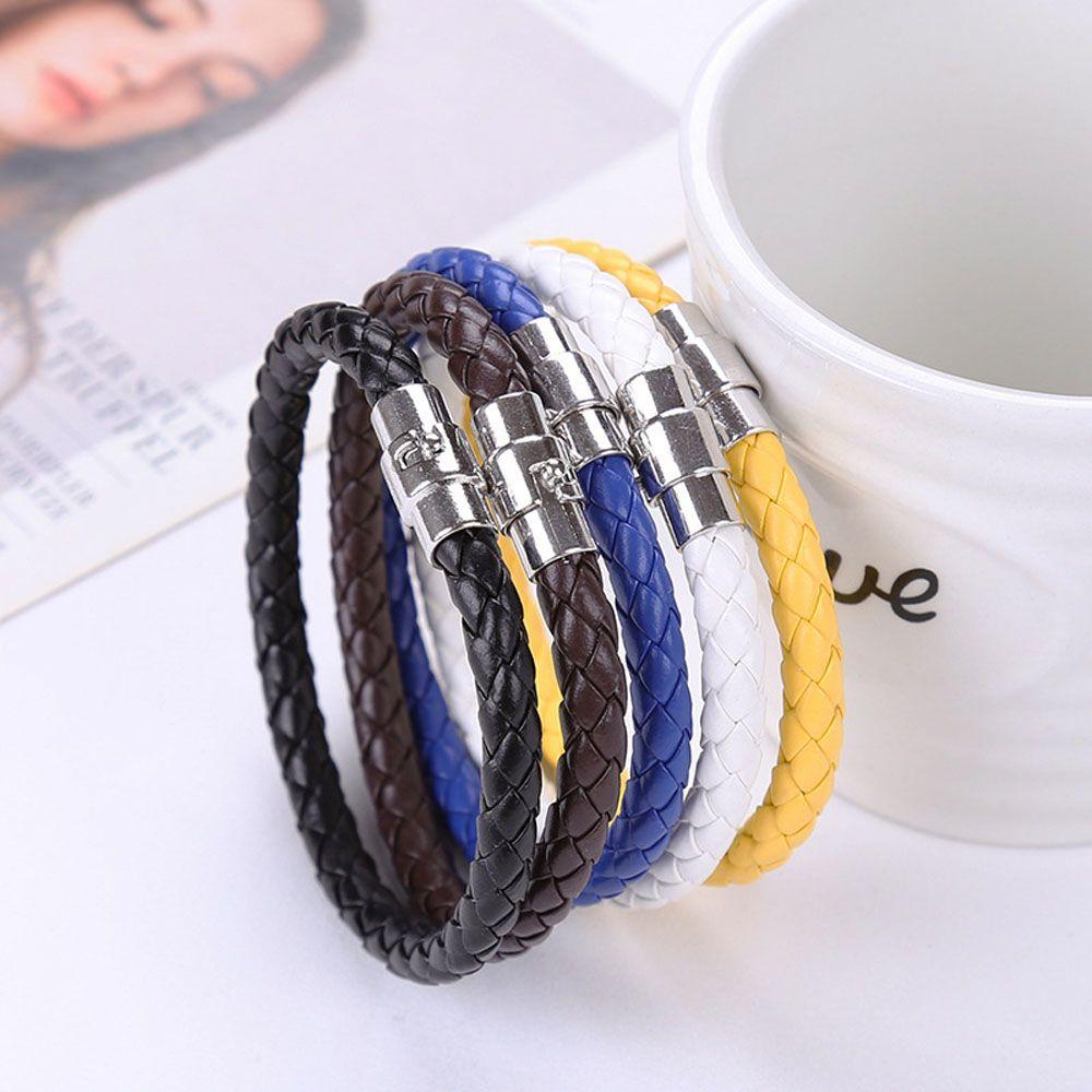Trendy 1 Piece Women Men PU Leather Braided Fashion Accessories Magnetic Clasp Jewelry Bracelet