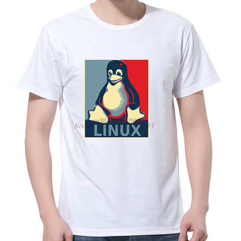 Linux Tux Penguin Poster Fashion Graphic T Shirts Oversized Cotton Short Sleeve Tshirts Summer New Shirts And Tshirts