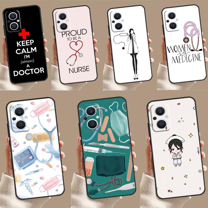Cartoon Doctor Nurse Case For OPPO Reno 11 11F 10 Pro 4Z 5Z 8T 5 6 7 8 Lite OPPO Find X5 X6 Pro X2 X3 Lite Cover