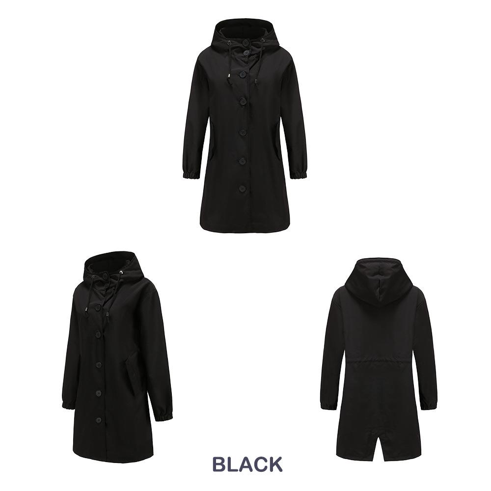Damen Übergröße Wasserdichter Windbreaker mit Kapuze - Lässiger lockerer langer Mantel für Herbst/Winter