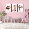 Tertiosh 3Pcs Western Cowgirl Wall Art Retro Western Flower Boots Hats Wall Decoration Pictures Girls Room Paintings Artwork Preppy Prints for Living