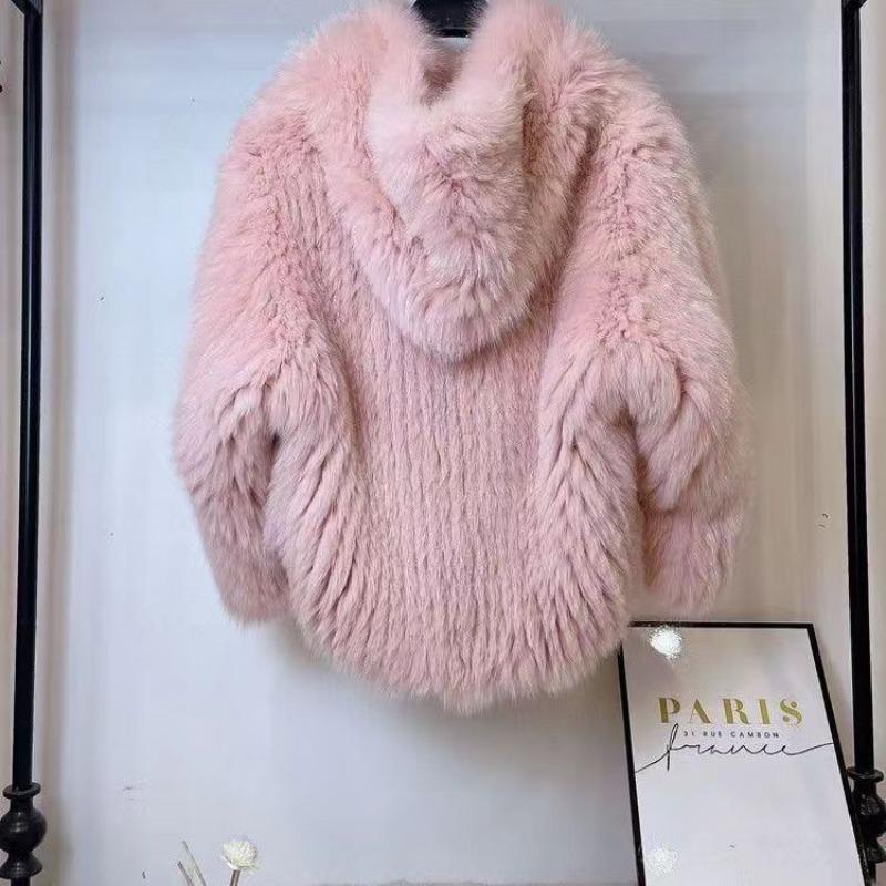 2 winter new imitation car strips imitation fox hair woven coat hooded bat imitation fur coat