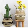 With Handle Wicker Basket Tassel Design Hand Woven Basket Handmade Rattan Basket  Home Decor