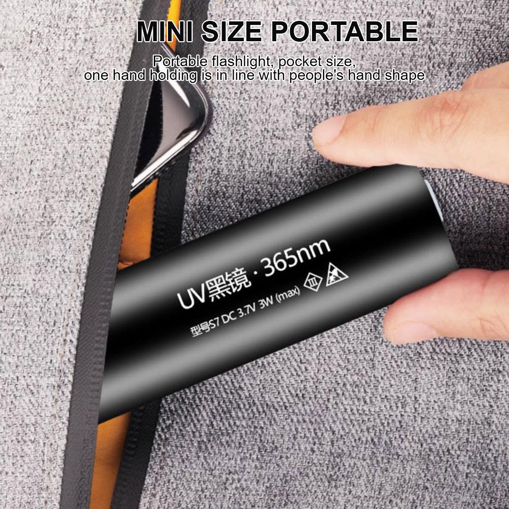 UV Flashlight USB Rechargeablec Pets Urine Ultraviolet Torch Cat Tinea Money Ore Scorpion Detection 3W 365nm SV57 Black Light