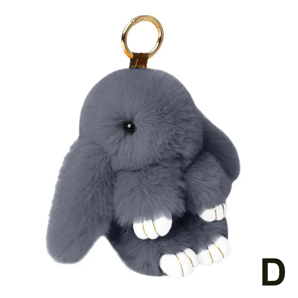 Süße Langohr-Kaninchen Schlüsselanhänger Echter Nerzfell Kaninchenpuppe Anhänger Spielzeug Schmuck Bommel Anhänger Geschenke Handtasche Plu C9M0