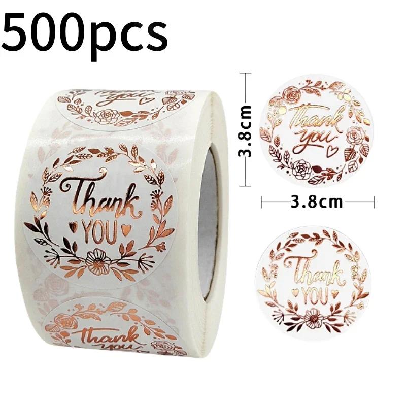 500 Pezzi Adesivi Grazie, Adesivi Etichette con Motivo Floreale Monogrammato, Adesivi Regalo Ringraziamento, Etichette Adesive
