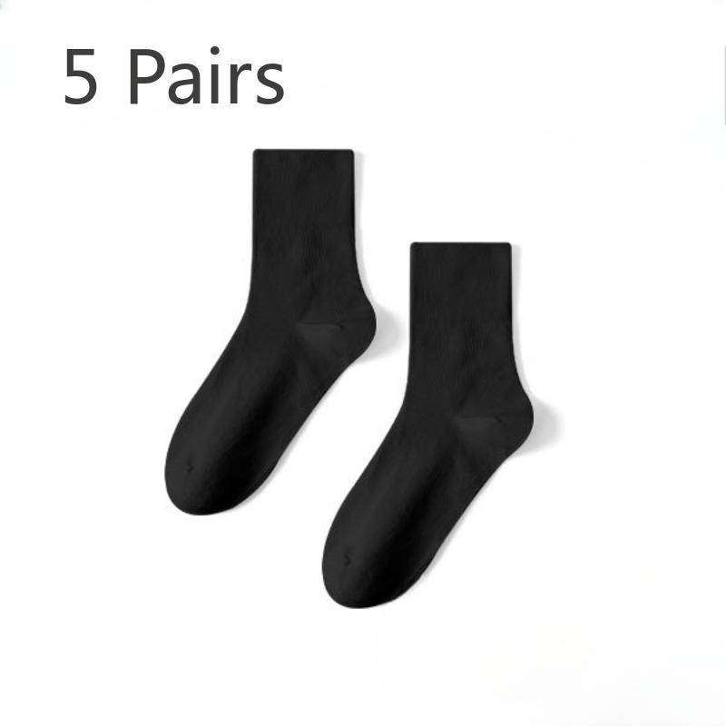 5 Pairs of Men Spring and Autumn Loose Mouth Pure Color Cotton Socks