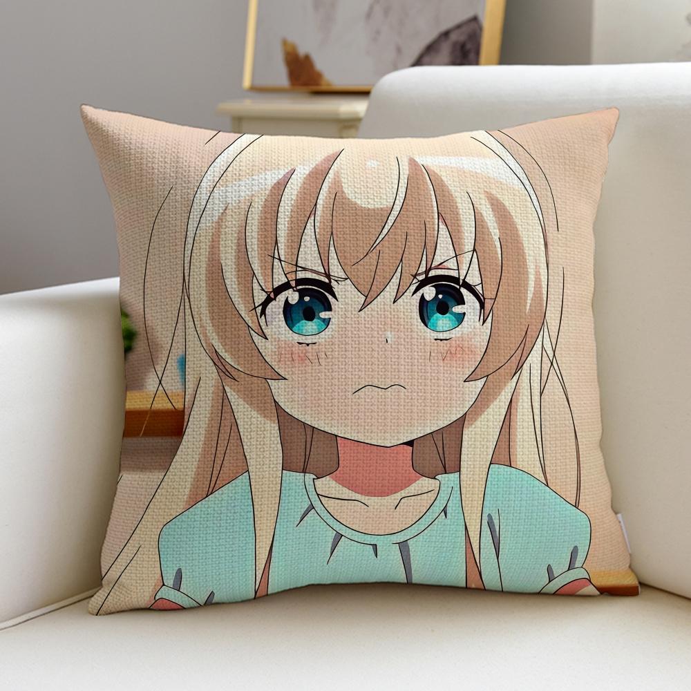 

Uchi no Maid ga UzasugiruS Cushion Cover Breathable and skinfriendly linen pillowcase square removable and washable cushion 30X30cm