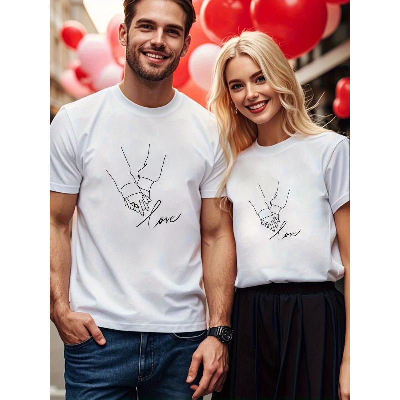 

1PCS Couple Valentine s Day T-shirt Heart Candy Print Full of Sweet Elements XXL білий