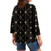 Women's Tops Three-quarter Sleeve Shirt V-neck Loose Casual Shirt Textured Printed T-shirt