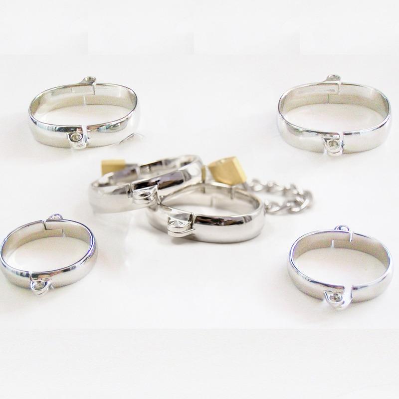 Stainless Steel Restraint Handcuff Shackle Ankle Wrist Cuffs Padlock  Slave Restraint Fantasy Sexy Game Sex Toys for Couples