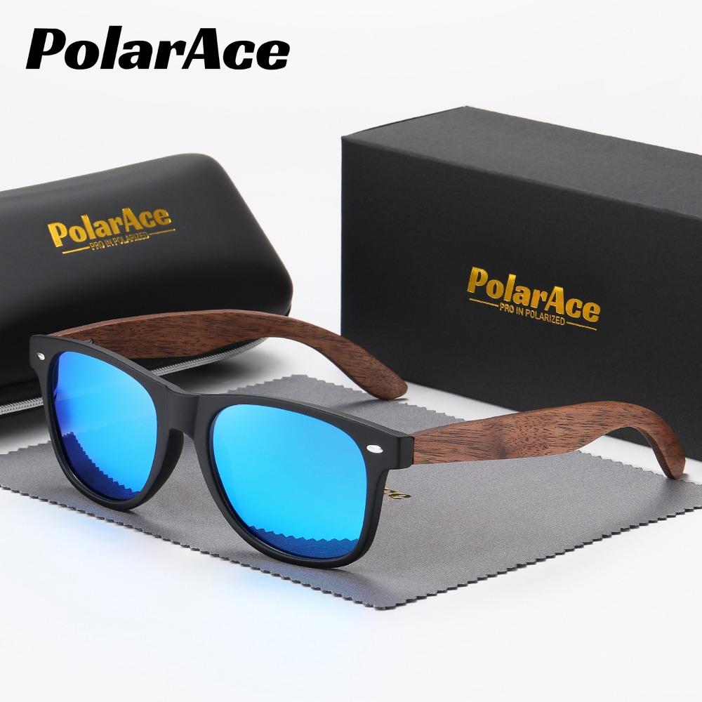 PolarAce Unisex Wooden Polarized Fashion Walnut Outdoor Sunglasses, UV400