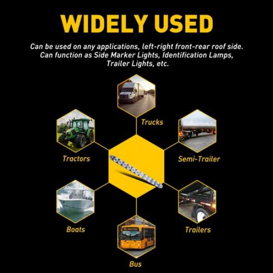 2PCS 15" Red Truck Trailer Light Bar 11 LED Stop Turn Tail Brake Lights Strip