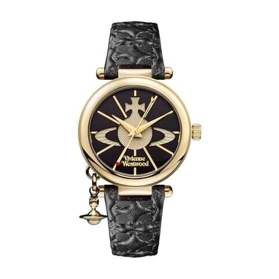 [Vivienne Westwood] Часы Vivienne Westwood Orb Золотые Черные Кожаные Кварцевые Женские VV006BKGD Женские [Параллельный Импорт]