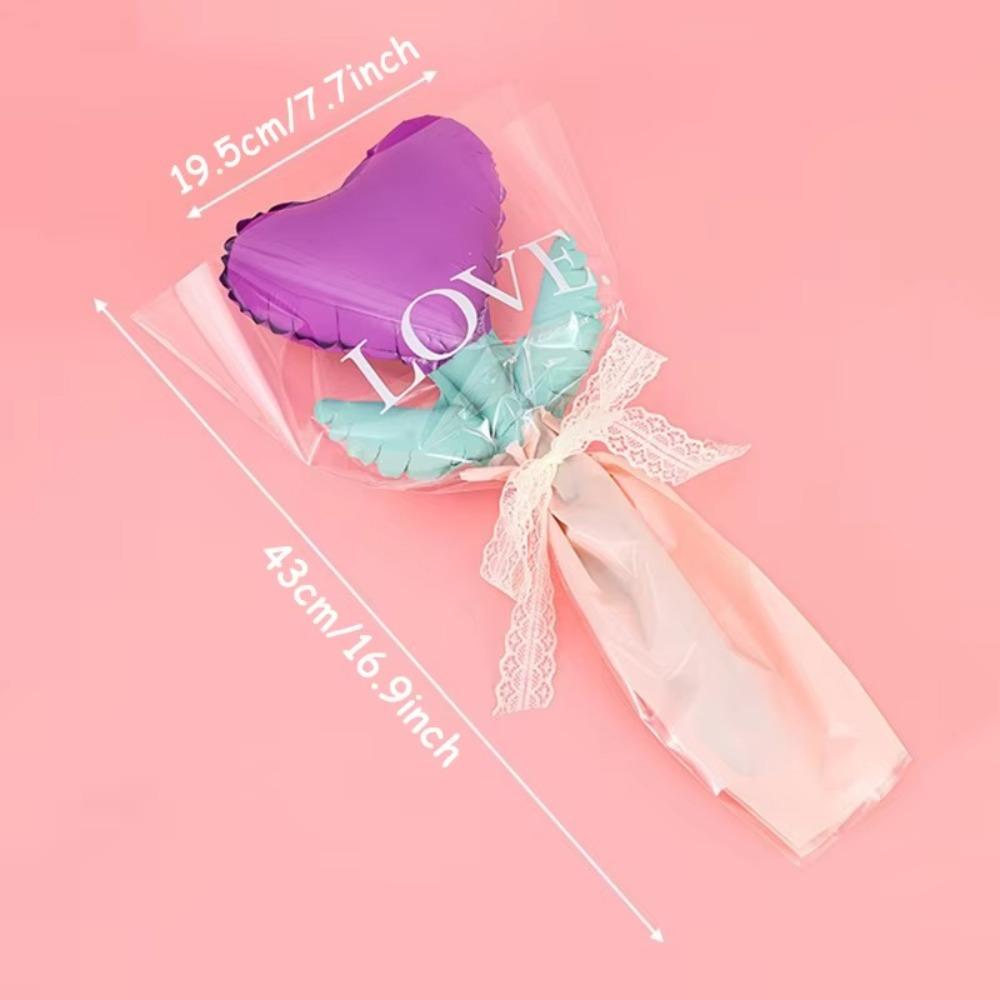 10pcs Colorful Heart Bouquet Foil Balloon Thickened Flower Balloons  Valentine's Day
