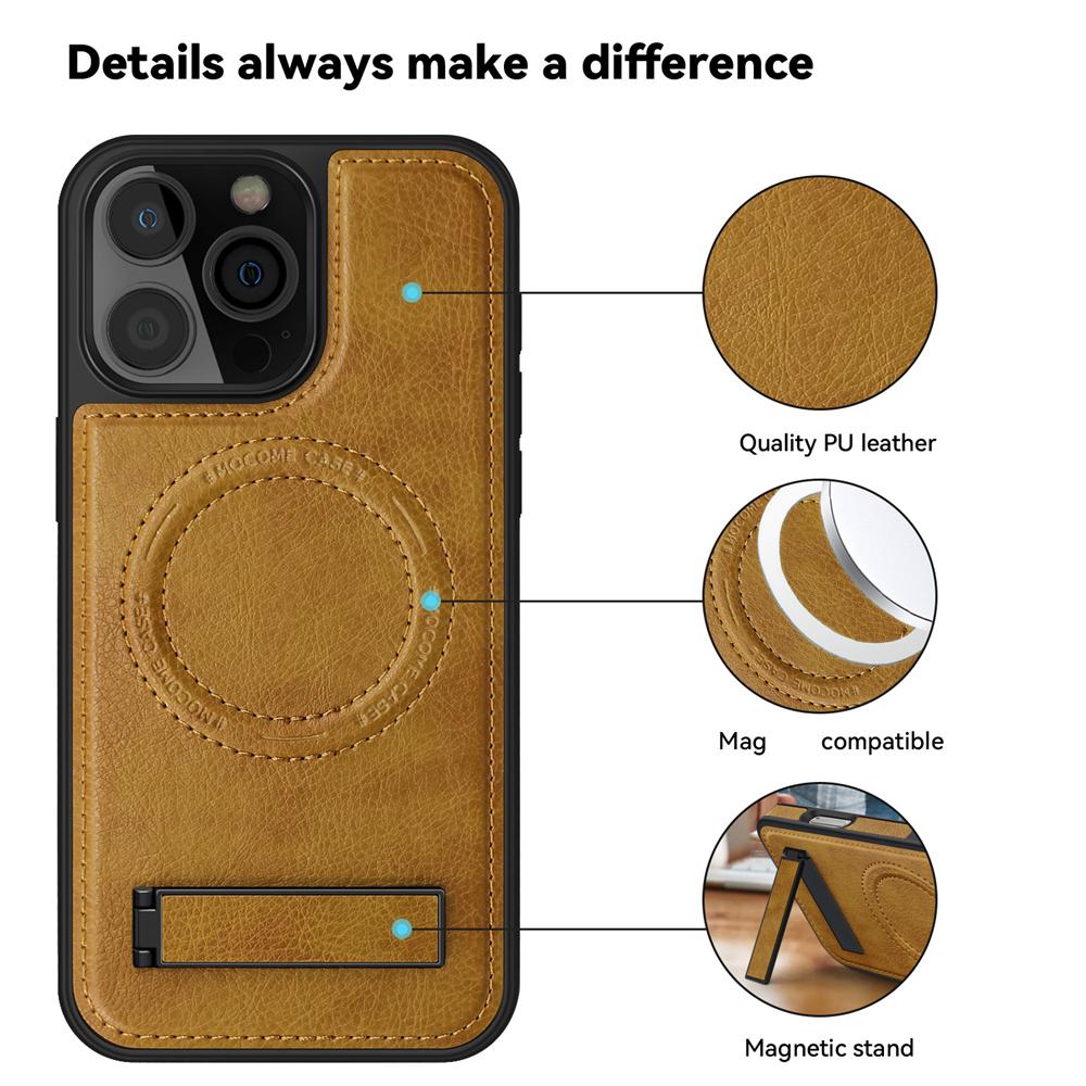 KEYSION Étui magnétique luxueux en cuir PU pour MagSafe pour iPhone 16 Pro Max, coque antichoc avec béquille pour iPhone 15 Pro Max