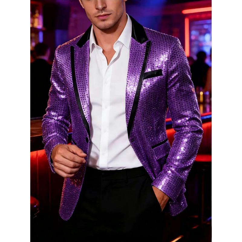 Mens Pink Sequin Tuxedo Blazer Jacket