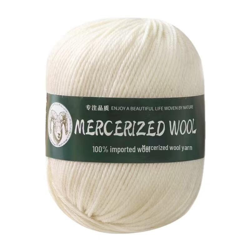 100% Pure Mercerized Merino Wool Yarn, 50g - Medium Thickness for Hand Knitting