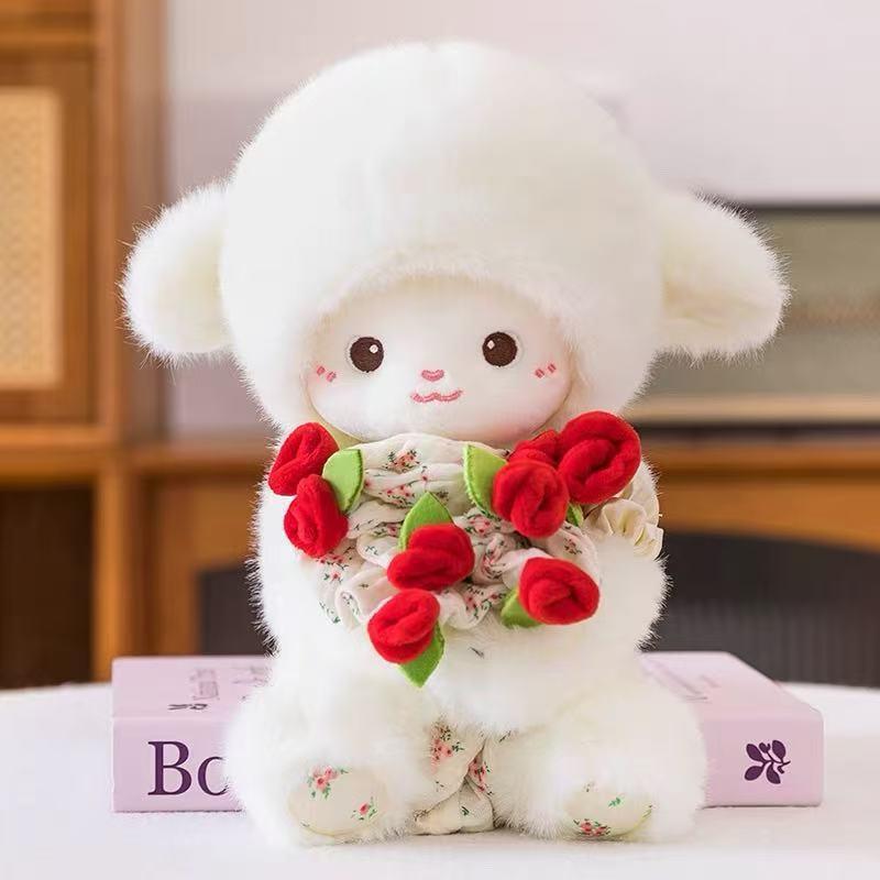 Fashion New Arrivals Lamb Style Cute Plush Toys Cuddly Flower Sleep Pillow Soft Toys Valentine's Day Gifts Birthday Gifts Christmas Gifts