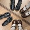 Patent Leather Jk Uniform Dress Shoes for Women Vintage Square Heels Mary Jane Shoes Woman Japanese Style Bow Buckle Strap Pumps