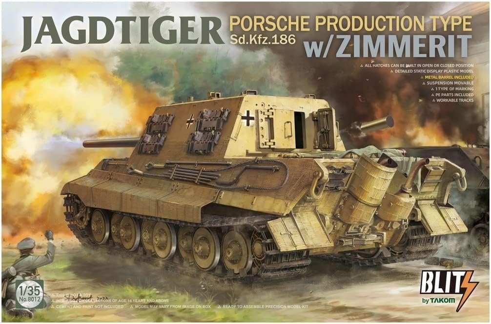 Takom German Jagdtiger Porsche production type Zimmerit coating plastic model TKOB8012 1/35 Sd.Kfz.186