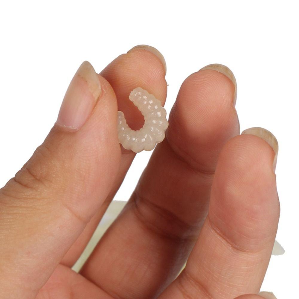50PCS 2.1cm 0.5g Soft Fishing Lures Artificial Design Soft Texture Breadworm Lure Silicone Material Maggot Lure