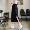Denim Skirt Waterwash A Line Midi Skirt With Side Slit For Casual Women