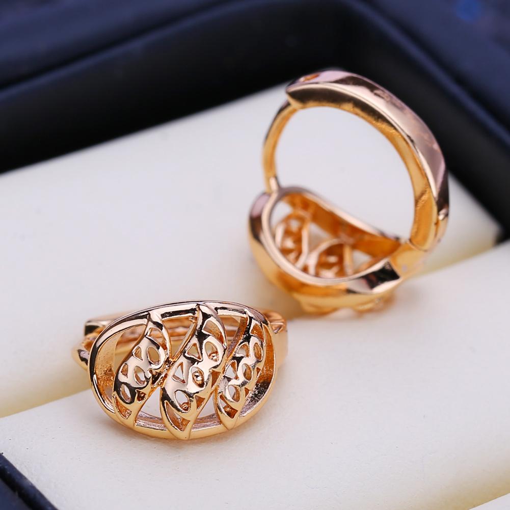 FEEYOO Clip Earrings Rose Gold Color Fashion Earring For Women Cubic Zirconia Stud Earrings Jewelry