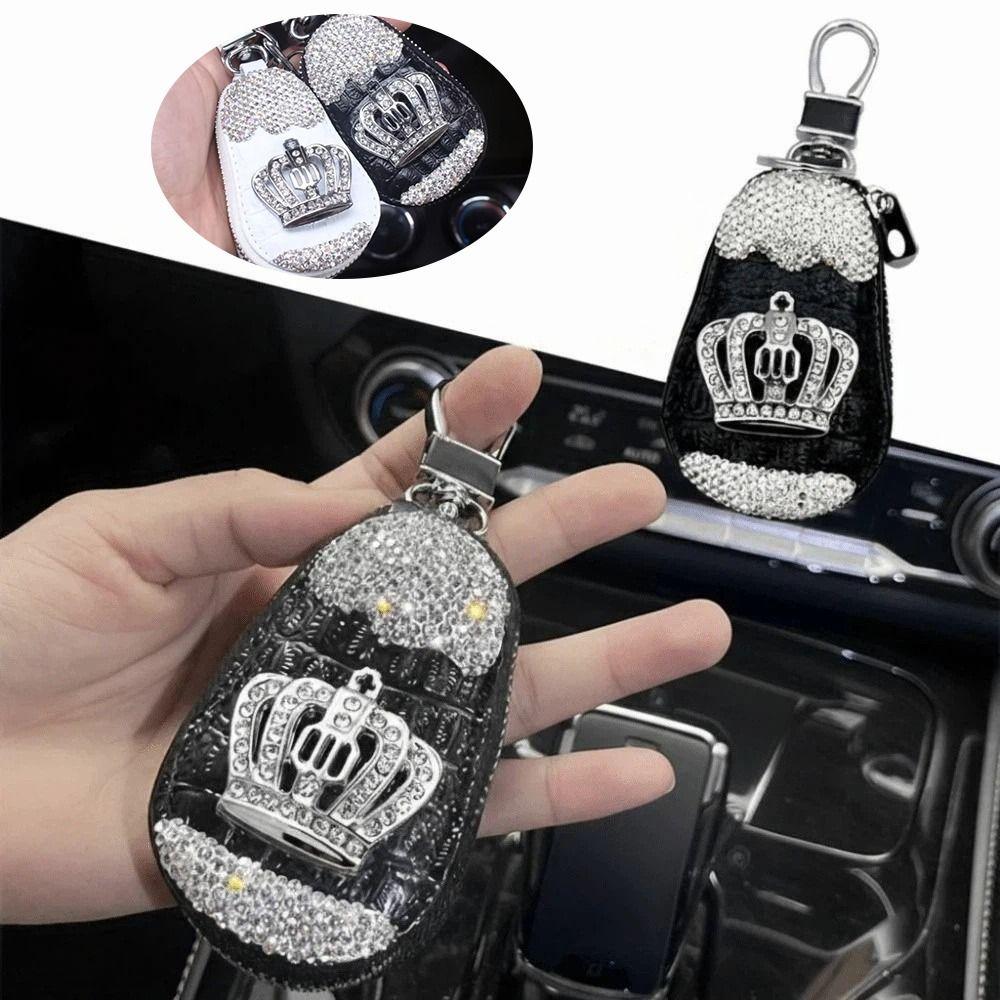 Metal Hook Car Key Case Crystal Rhinestone Keychain Accessories  Key Storage Solution