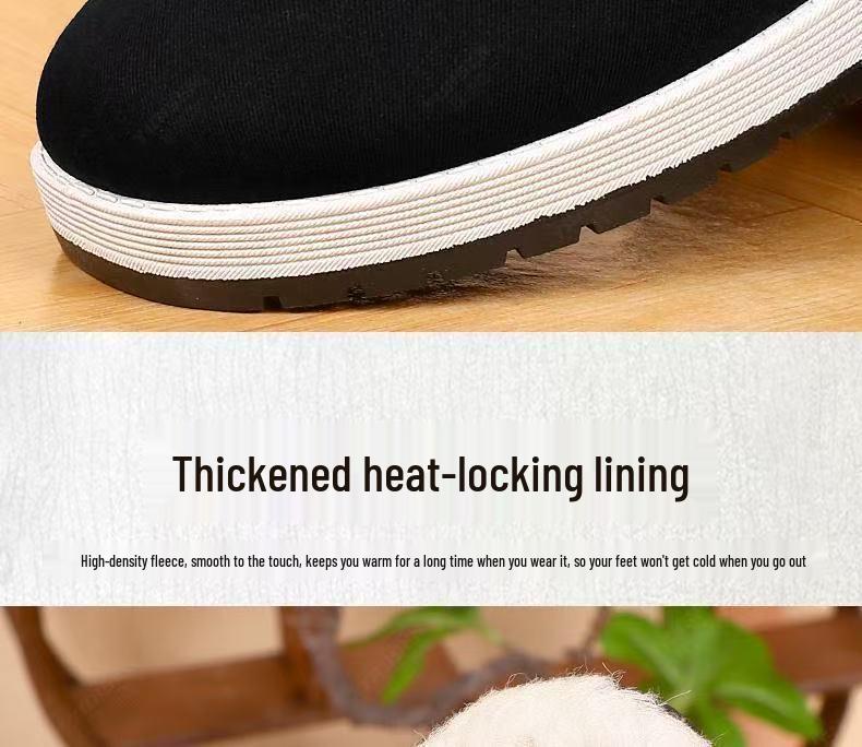 Handmade High-Top Men's Snow Boots with Thick Cotton and Wool Lining for Winter